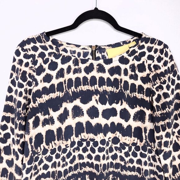 Anthropologie Maeve Silk Blouse Womens Size Small Animal Print 3/4 Sleeve - Picture 2 of 11